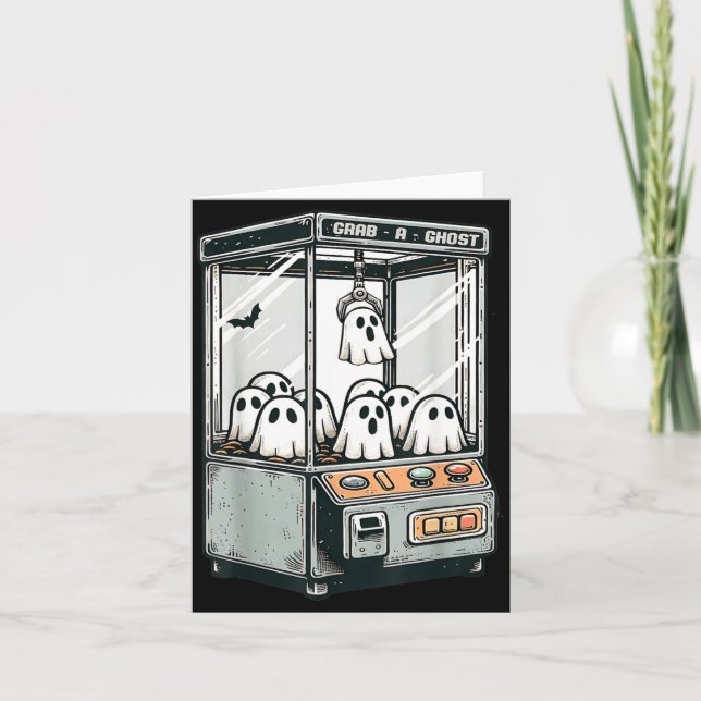 Grab A Ghost Claw Machine Arcade Funny Halloween Card (Front)