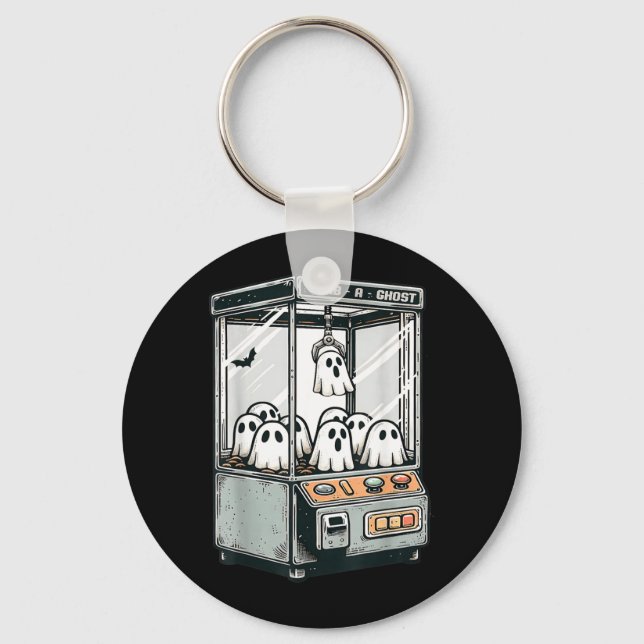 Grab A Ghost Claw Machine Arcade Funny Halloween Key Ring (Front)