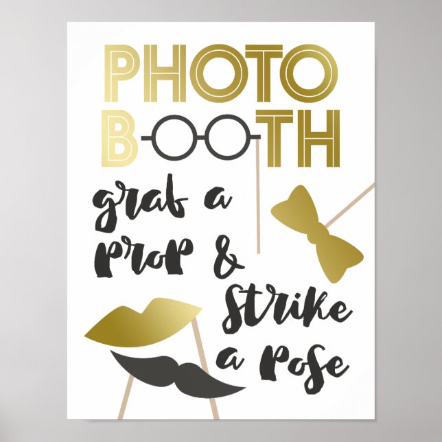 Grab a Prop Charming Faux Gold Photo Booth Poster (Front)
