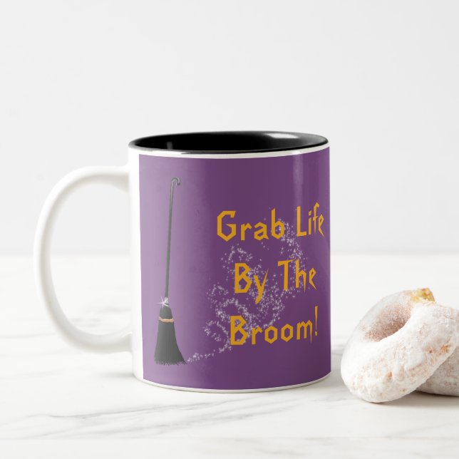 Grab Life By The Broom Halloween Mug (With Donut)