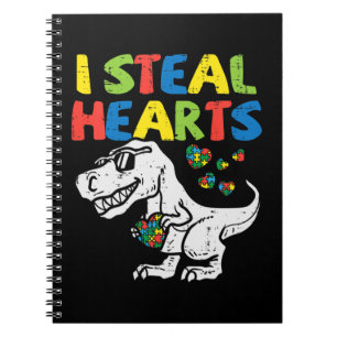 Grab this cute I Steal Hearts Trex Dinosaur T-Shir Notebook