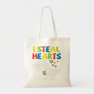 Grab this cute I Steal Hearts Trex Dinosaur T-Shir Tote Bag