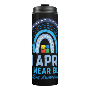 Grab this cute In April We Wear Blue Autism Awaren Thermal Tumbler