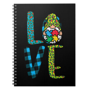 Grab this cute Leopard Plaid Love Nordic Gnome Puz Notebook