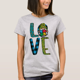 Grab this cute Leopard Plaid Love Nordic Gnome Puz T-Shirt