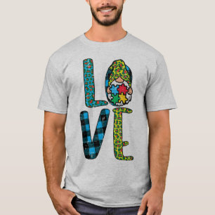 Grab this cute Leopard Plaid Love Nordic Gnome Puz T-Shirt