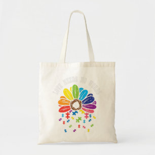 Grab this cute Love Needs No Words Flower Puzzle T Tote Bag