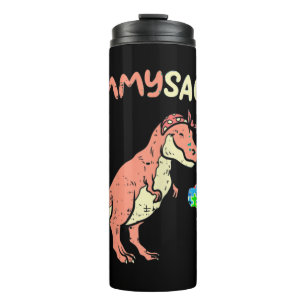 Grab this cute Mommysaurus Puzzle Dinosaur T-Shirt Thermal Tumbler
