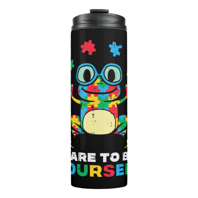 Grab this cute Puzzle Frog Dare To Be Yourself T-S Thermal Tumbler (Front)