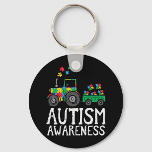 Grab this cute Tractor Autism Awareness T-Shirt fo Key Ring