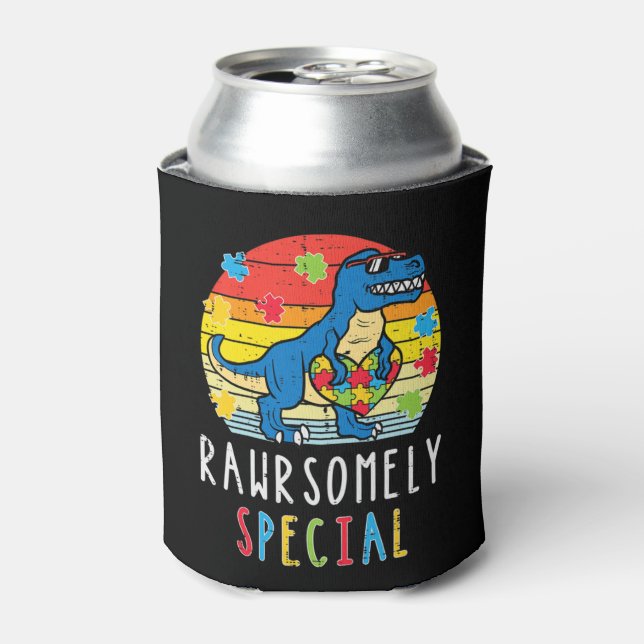 Grab this cute Trex Dino Rawrsomely Special T-Shir Can Cooler (Can Front)