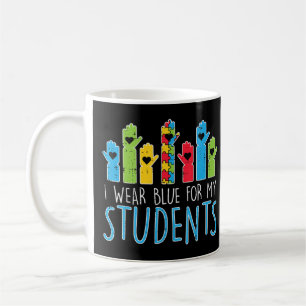 Grab this cute Wear Blue For My Students T-Shirt f Coffee Mug