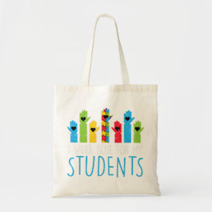 Grab this cute Wear Blue For My Students T-Shirt f Tote Bag