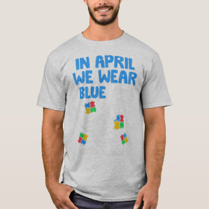 Grab this funny In April We Wear Blue Dinosaur Hol T-Shirt
