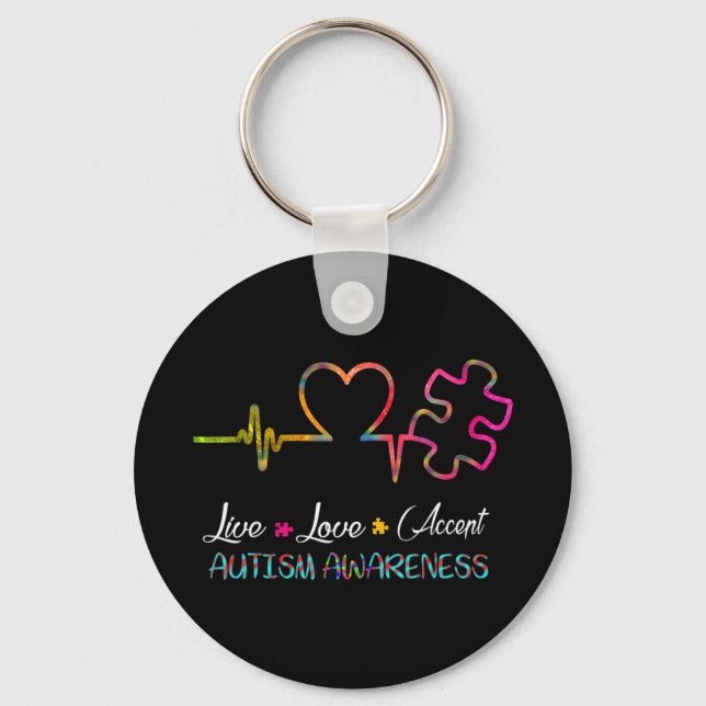 Grab This "Live Love Accept Autism Awareness" As a Key Ring (Front)