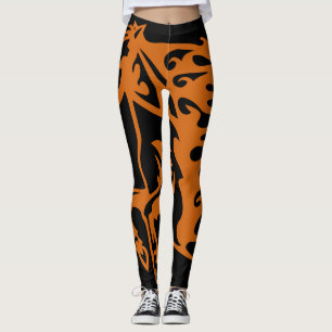 Grabber Orange Pony Horse Bronco Stallion Line Art Leggings