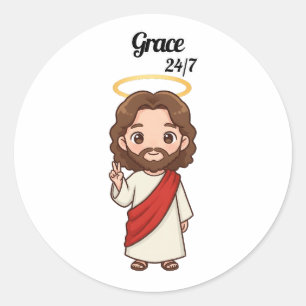 Grace 24/7 - Jesus Reacts Classic Round Sticker