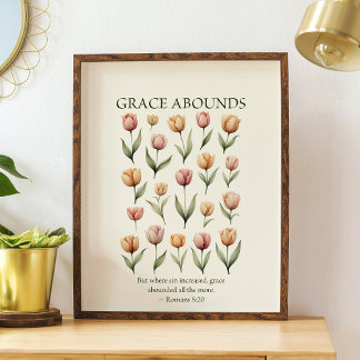 Grace abounds floral Christian wall art