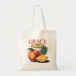 Grace Abounds Peach Pineapple Retro Faith Tee Tote Bag