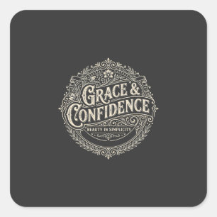 Grace and Confidence Elegant Aesthetic Girl Square Sticker