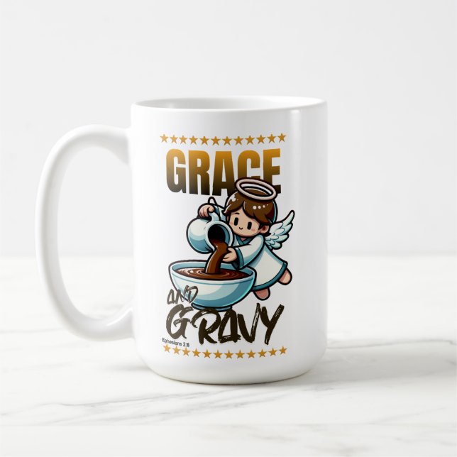 Grace and Gravy – Ephesians 2:8 Coffee Mug (Left)