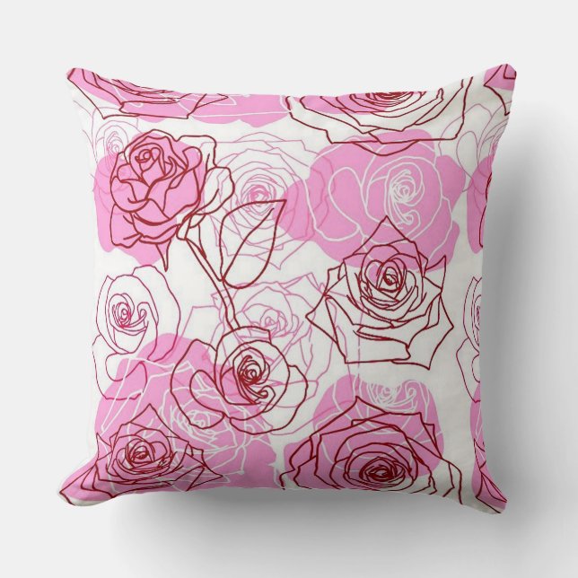 Grace & Appreciation Pink Roses Throw Pillow (Front)