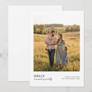 Grace Arrived Christian Religious Christmas Photo Holiday Card