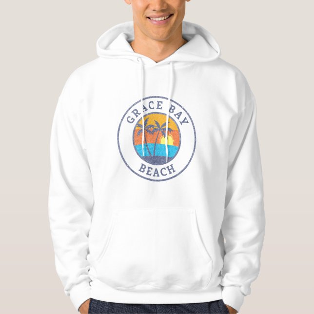  Grace Bay Beach, Turks And Caicos Faded Classic Hoodie (Front)