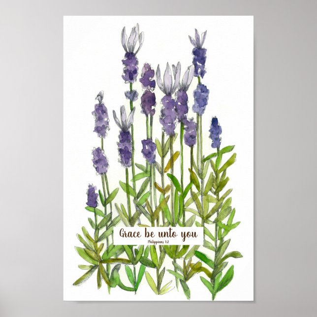 Grace Be Unto You Philippians Bible Verse Lavender Poster (Front)