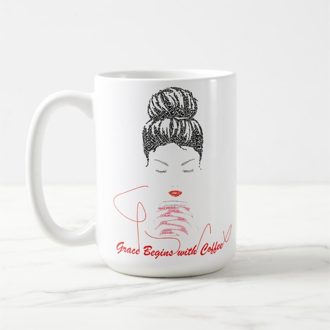 Grace Begins with Coffee Typography Mug (Left)