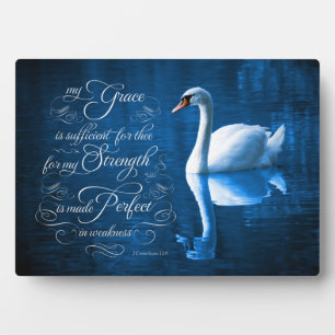 Grace Bible Verse Mute Swan Easel Plaque