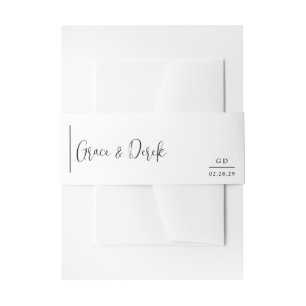 Grace Black and White Modern Wedding Invitation Belly Band