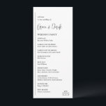 Grace Black and White Modern Wedding Program<br><div class="desc">Modern wedding program featuring a simple and minimal geometric design with a vertical line along the left side with your details in left alignment. Your names are in a handwriting script for an elegant touch. In the bottom right corner is your two initial monogram over a small horizontal line. The...</div>