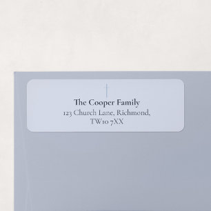 Grace Blue Minimal Cross Family Return Address Label