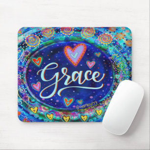 Grace Blue Modern Whimsical Inspirivity Mouse Pad