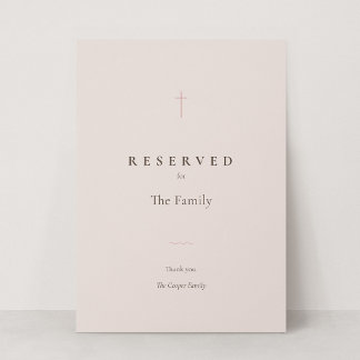 Grace Blush Christian Cross Reserved Seating Sign