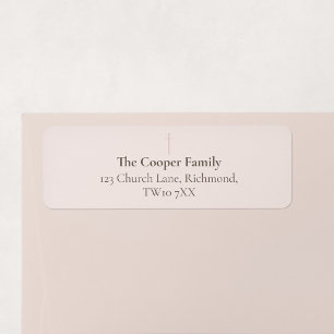 Grace Blush Minimal Cross Family Return Address Label