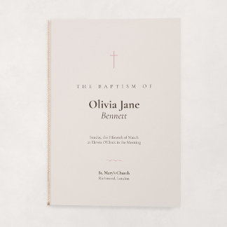 Grace Blush Minimal Cross Folded Baptism Program