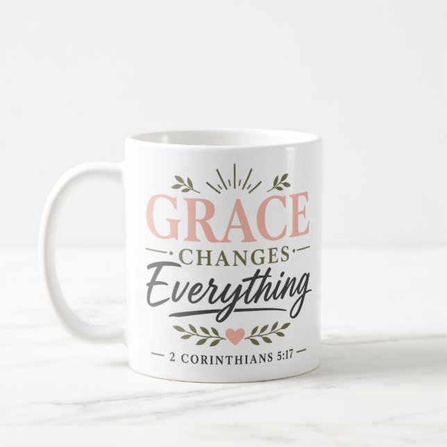 Grace Changes Everything Bold Spiritual Quote Coffee Mug (Left)