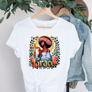 Grace Christian Afro Black Woman Praying T-Shirt