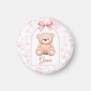Grace Custom Pink Teddy Bear Nursery Design Magnet