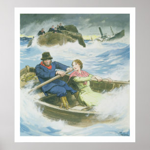 Grace Darling (1815-41) and her father rescuing su Poster
