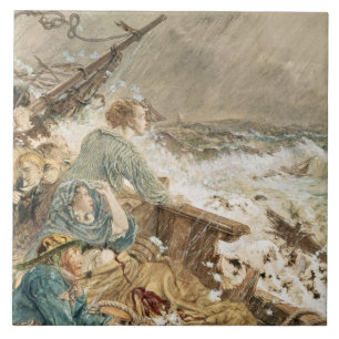 Grace Darling and her father saving the shipwrecke Ceramic Tile