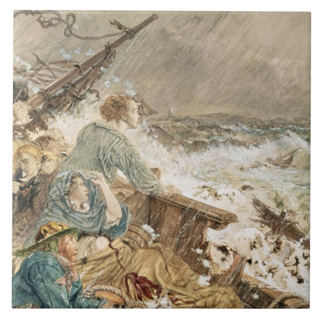 Grace Darling and her father saving the shipwrecke Ceramic Tile (Front)