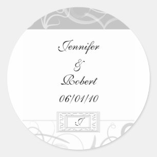 Grace: Dramatic Swirls in Grey and White Classic Round Sticker