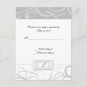 Grace: Dramatic Swirls in Grey and White Invitation Postcard