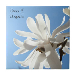 Grace & Elegance Tile Art Blue Sky White Magnolias