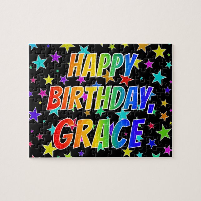 "GRACE" First Name, Fun "HAPPY BIRTHDAY" Jigsaw Puzzle (Horizontal)