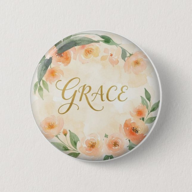 Grace Floral Aesthetic Custom Round Button (Front)