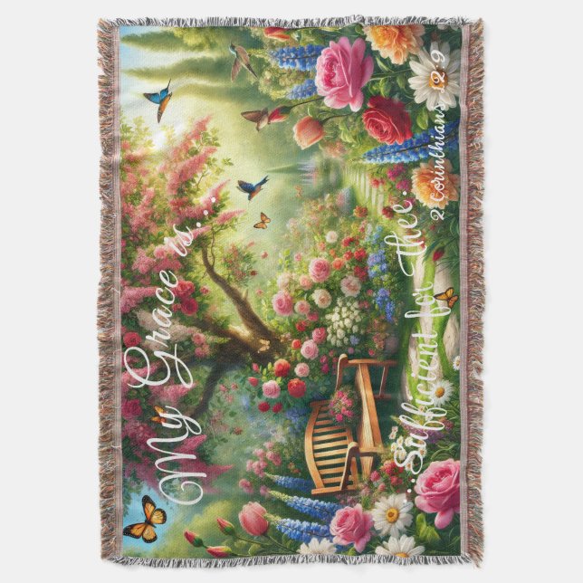 Grace Floral Garden Throw Blanket (Front Vertical)